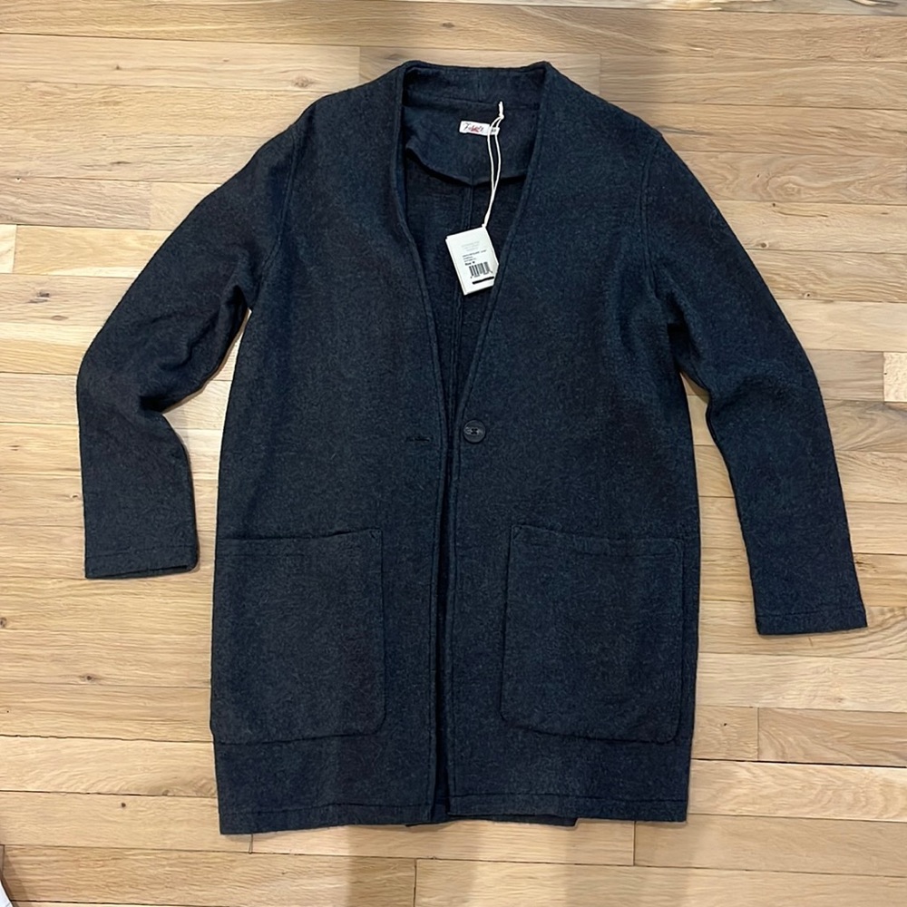 Faherty womens Vancouver blanket jacket - charcoal medium